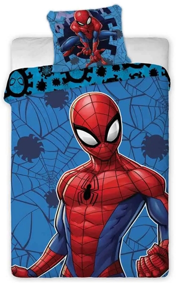 #1 - Spiderman Junior sengetøj 100x140 cm - Spiderman sengesæt - 2 i 1 - 100% bomuld